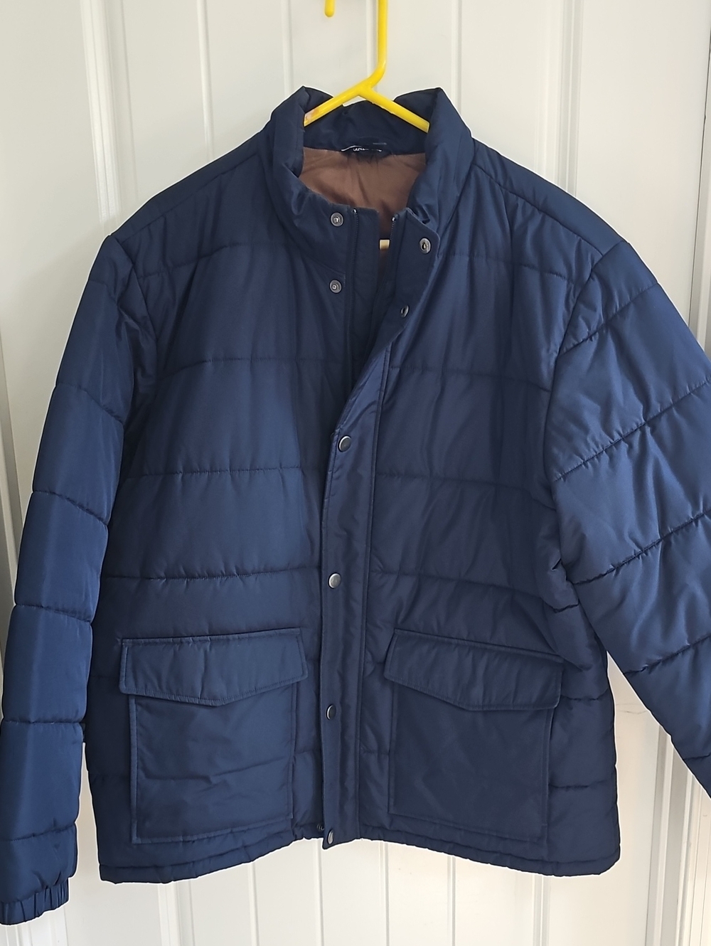 Lands' End Men's Navy Quilted Cold-Weather Puffer Jacket, XL